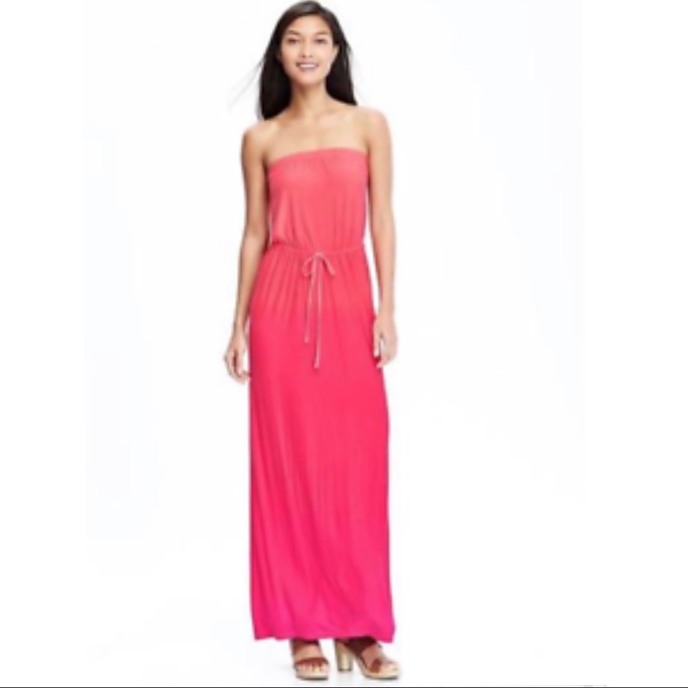 Orange and Pink Ombré Tube Maxi Dress Old Navy XS